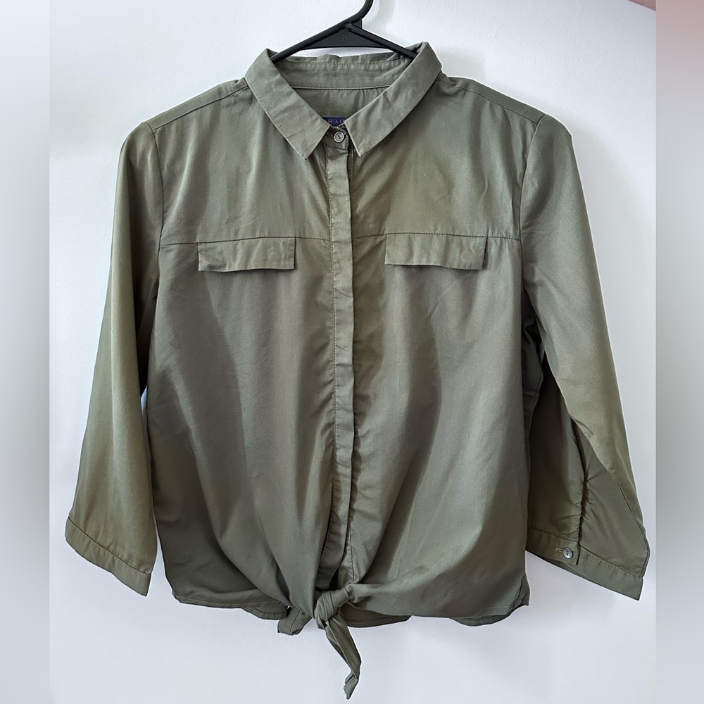 Kraus - Knotted Shirt - Women - Olive Green - US S